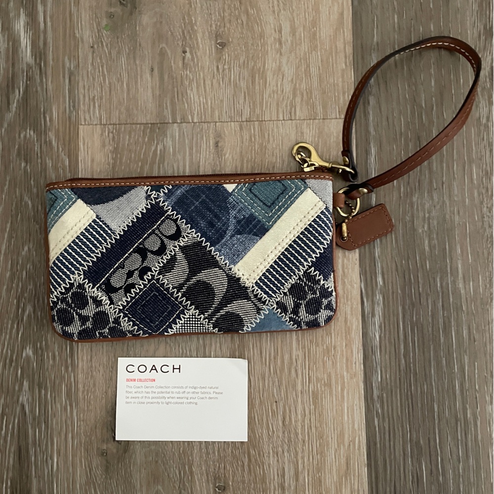 Coach Denim Patchwork Wristlet